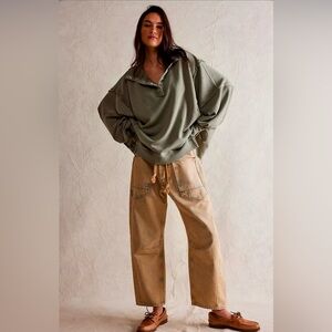 ▪️NWT Free People Camden Henley Sweatshirt in Laurel Oak